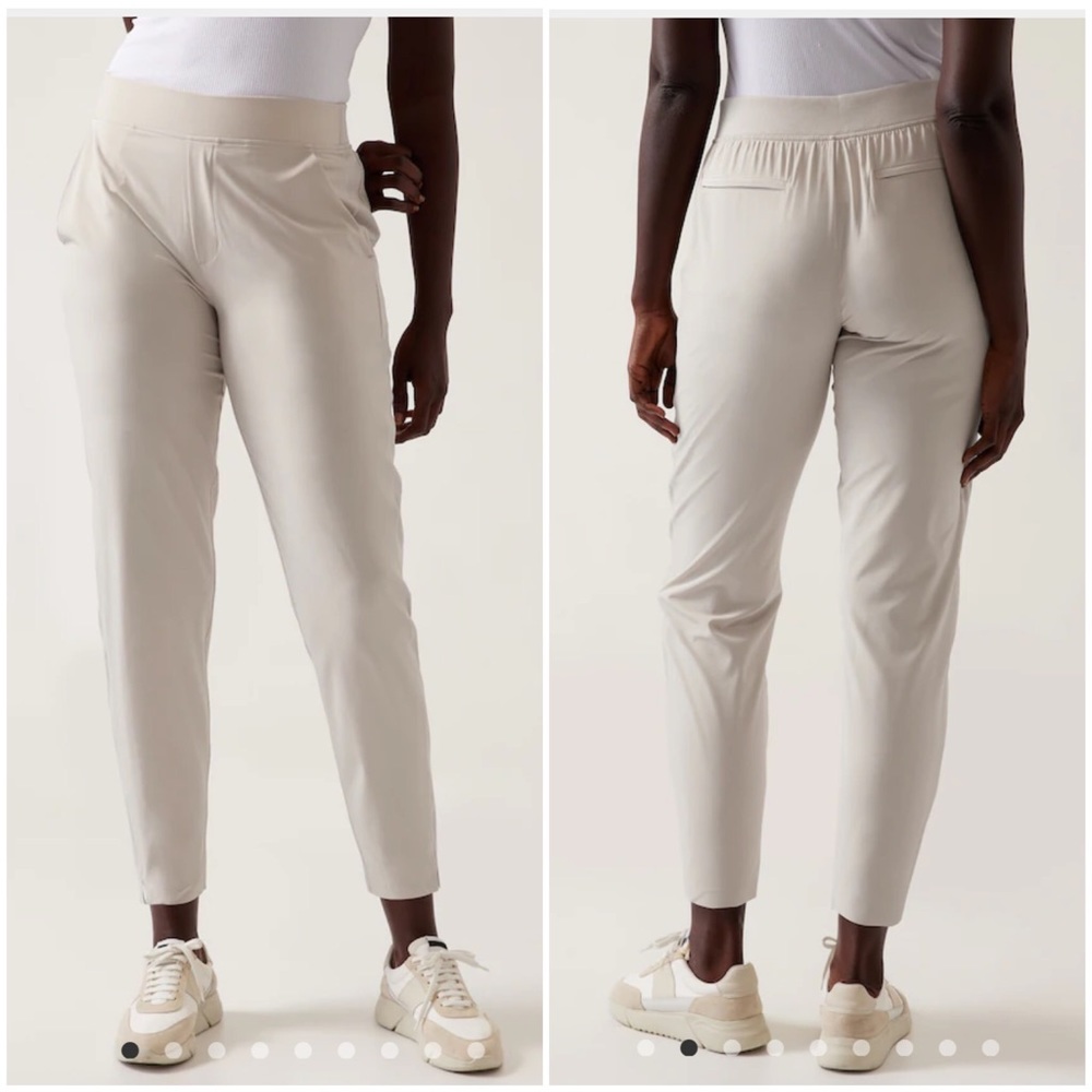 Athleta Cropped Pull-On Ankle Pants in Light Beige